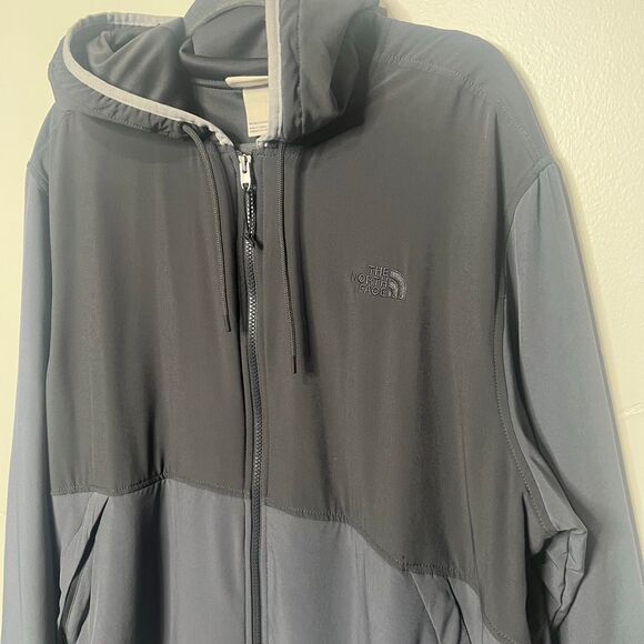 The North Face Gray Black Soft Hooded Jacket Men's Sz XL - Picture 2 of 9